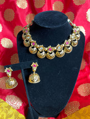 "Enchanting Faux Gold Necklace and Earrings: A Tale of Timeless Beauty"