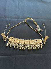 "Radiant Bridal Pachi Kundan Choker Necklace Set: A Regal Accent for Weddings"